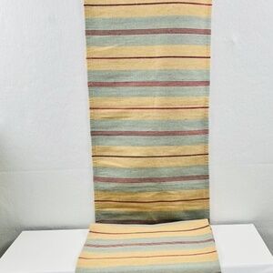 Pottery Barn Table Runner 18" x 108" Stripes Blue Cream Red